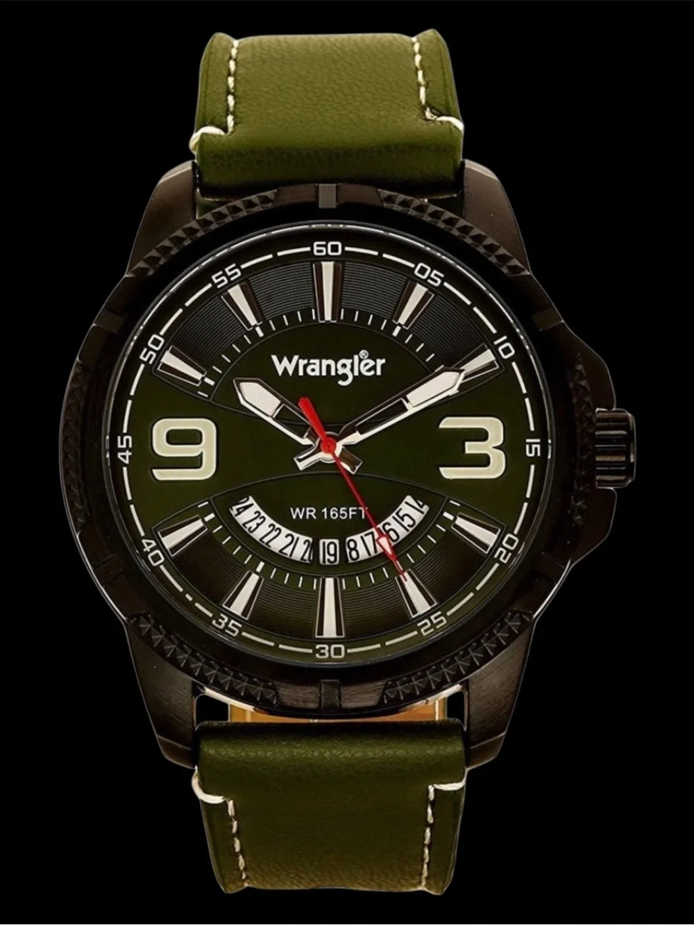 Nice Wrangler Men’s Watch - Western Collection - Black Metal Case, Green Band
